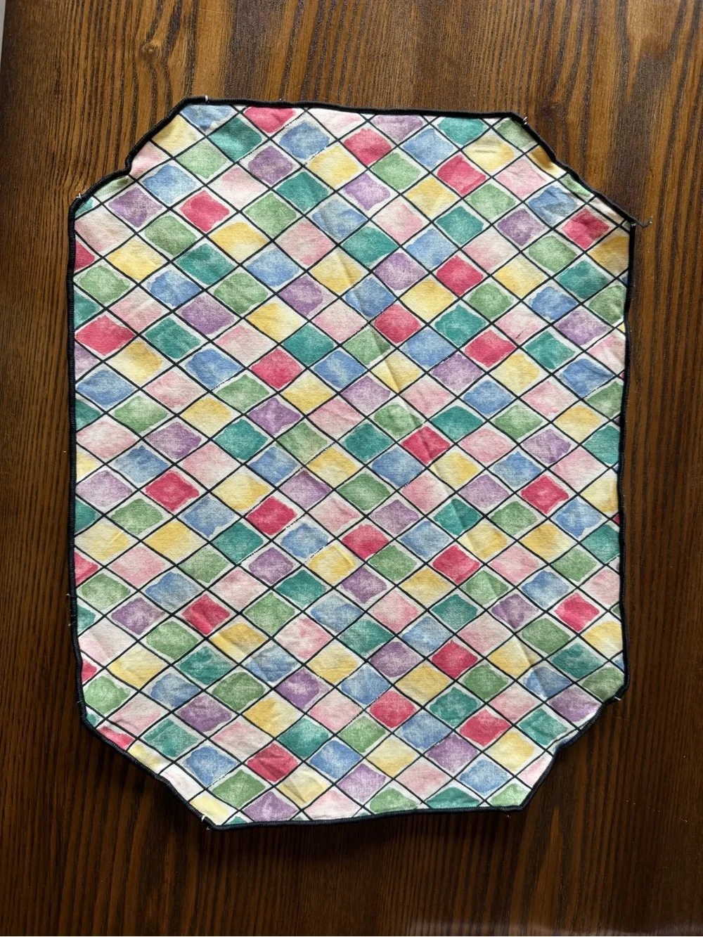 Vintage Diamond-Print Watercolor Print Quilted Placemats - Set of 4